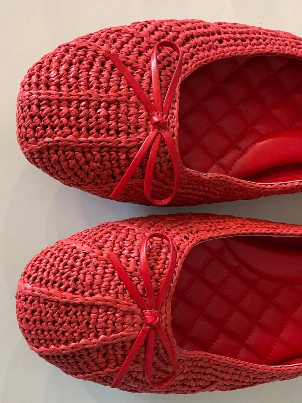 BIRDIES Raffia Ballet Bow Flats in Red Size 10 LIKE NEW